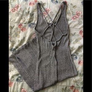 Medium Gray Ribbed BodyCon Dress Open Back NWOT